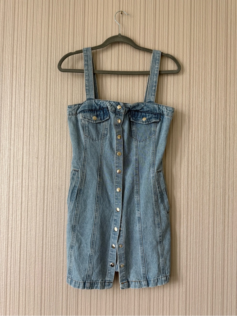 BDG Light Blue Denim Button-Front Dress